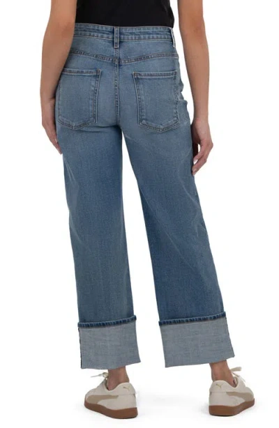 Kut From The Kloth Sienna High Waist Cuffed Hem Wide Leg Jeans In Blue