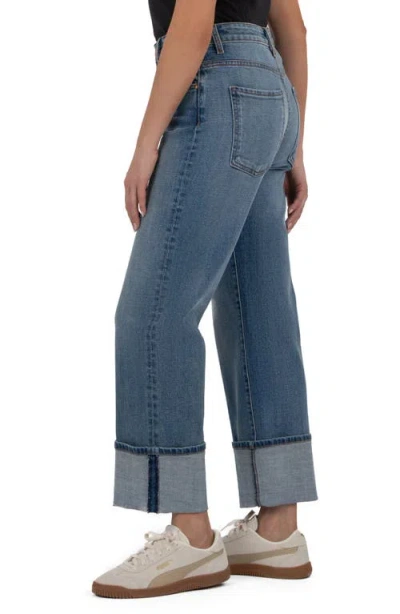 Kut From The Kloth Sienna High Waist Cuffed Hem Wide Leg Jeans In Blue