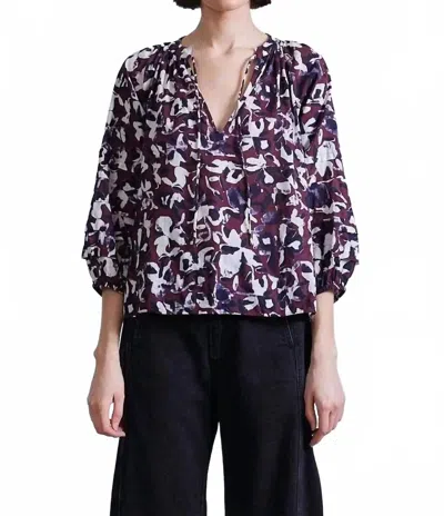 Apiece Apart Tule Floral-print Organic Cotton Top In Purple