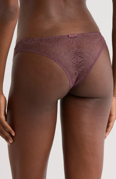 Simone Perele Embleme Lace Tanga Thong In Purple