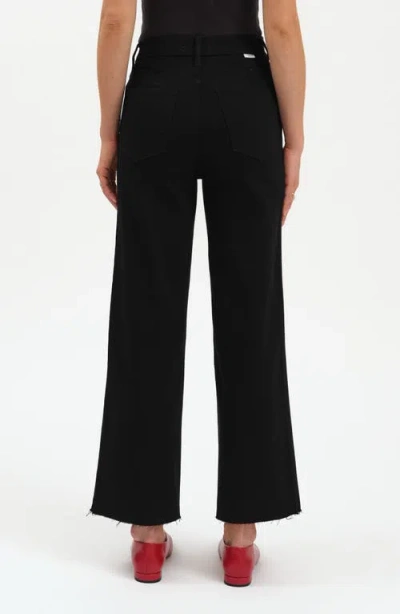 Daze Pleaser High Waist Raw Hem Crop Jeans In Black