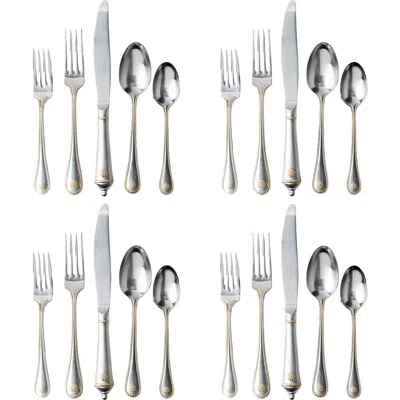 Juliska Berry And Thread 20 Piece Flatware Set, Bright Satin With Gold In Metallic