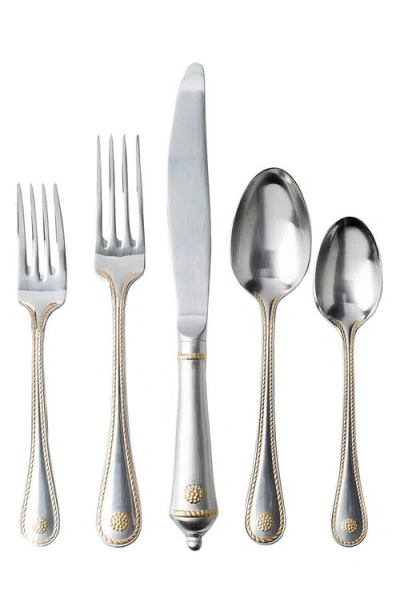 Juliska Berry And Thread 20 Piece Flatware Set, Bright Satin With Gold In Metallic