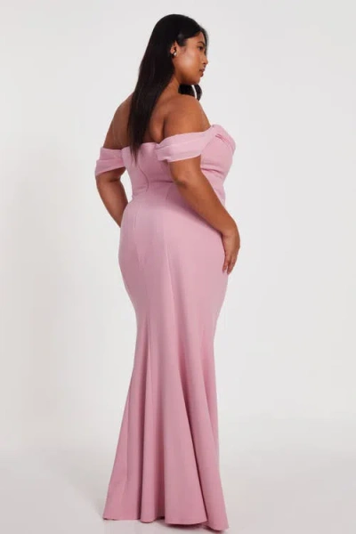Quiz Plus Size Scuba Crepe/chiffon Bardot Maxi Dress