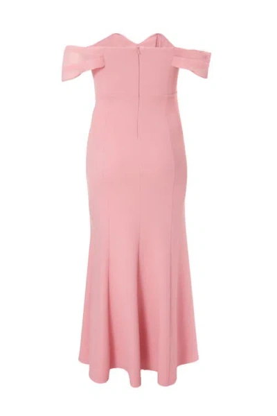 Quiz Plus Size Scuba Crepe/chiffon Bardot Maxi Dress