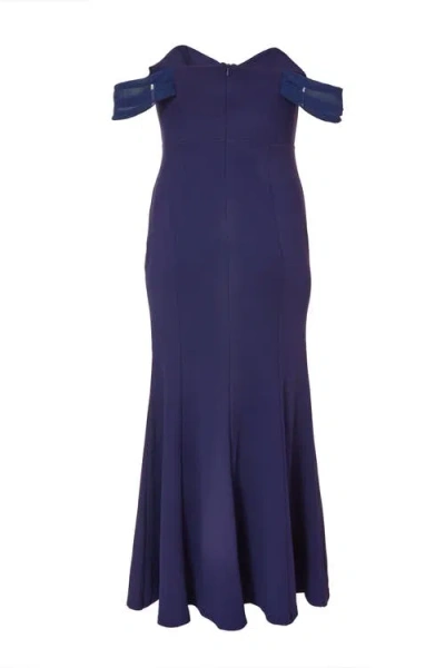 Quiz Plus Size Scuba Crepe/chiffon Bardot Maxi Dress
