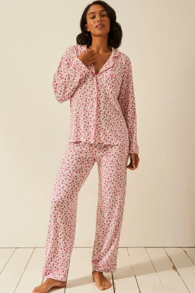 Stripe & Stare Long Pyjama Set In Purple