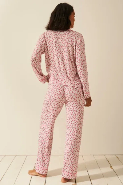 Stripe & Stare Long Pyjama Set In Purple