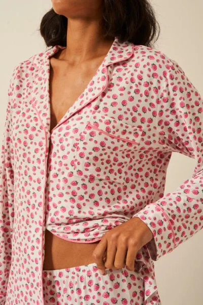 Stripe & Stare Long Pyjama Set In Purple