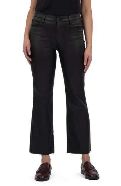 Kut From The Kloth Kelsey Coated High Waist Raw Hem Kick Flare Jeans