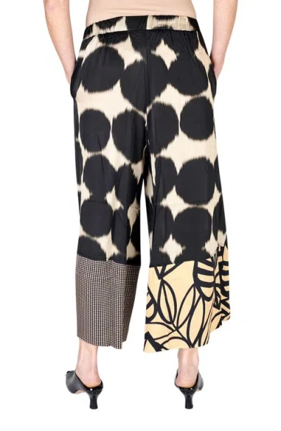 Alembika Serene Mixed Print Wide Leg Pants In Black