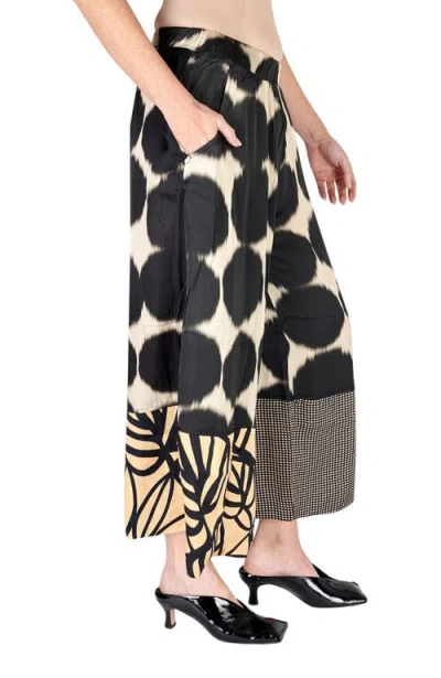 Alembika Serene Mixed Print Wide Leg Pants In Black