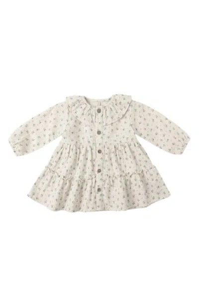 Quincy Mae Bluebell Print Cotton Dress In Neutral