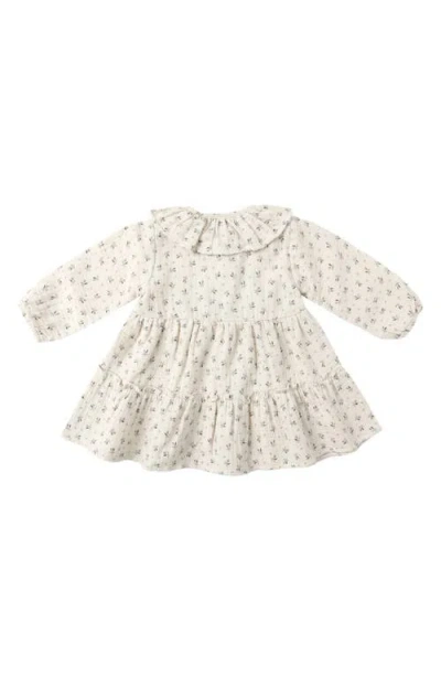 Quincy Mae Bluebell Print Cotton Dress In Neutral