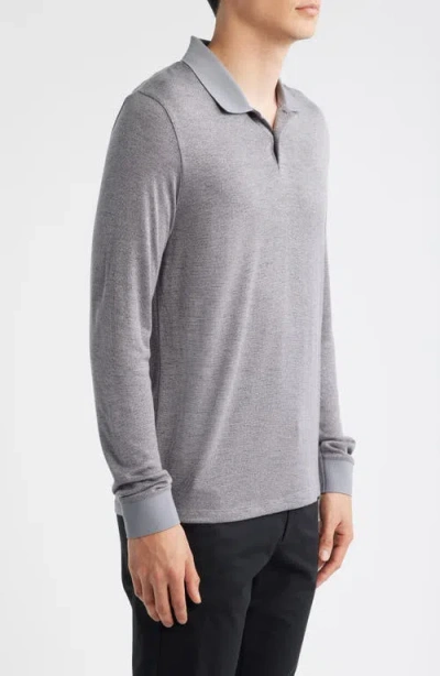 Theory Goris Activate Long Sleeve Polo In Gray