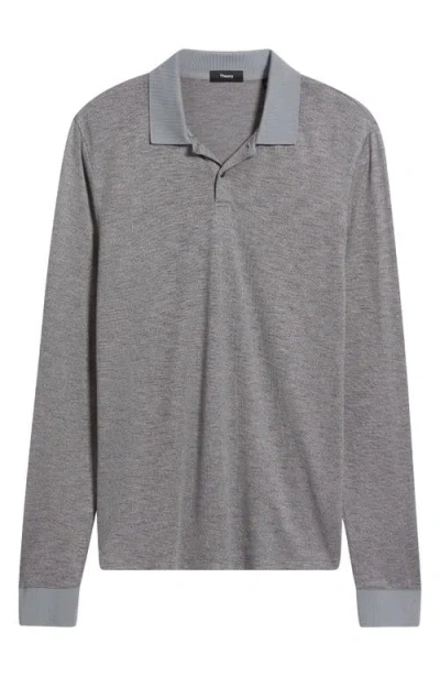Theory Goris Activate Long Sleeve Polo In Gray