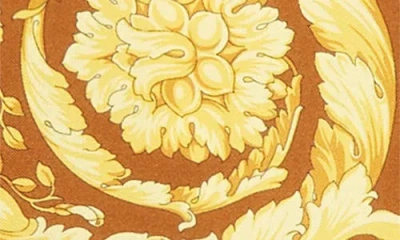 Versace Barocco 92 Silk Twill Button-up Shirt In Yellow