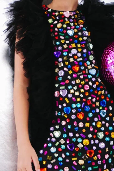 Lola + The Boys Bejeweled Gem Dress In Multi