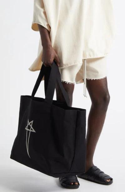 Rick Owens Star Embroidered Canvas Beach Tote