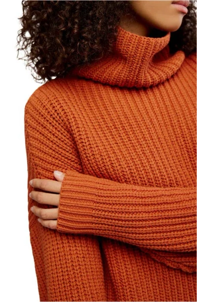 Free People Swim Too Deep Turtleneck Sweater In Brown