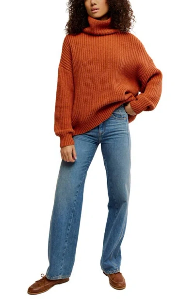 Free People Swim Too Deep Turtleneck Sweater In Brown