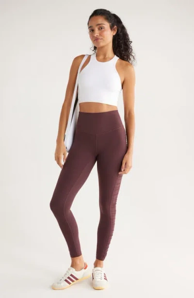 Zella Studio Luxe Ruched Leggings In Brown