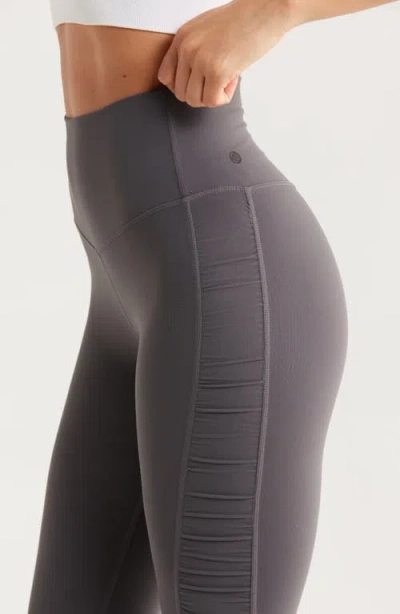 Zella Studio Luxe Ruched Leggings In Gray