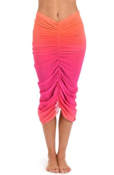 Sunshine 79 Ombré Illusions Ruched Convertible Cover-up Skirt In Pink