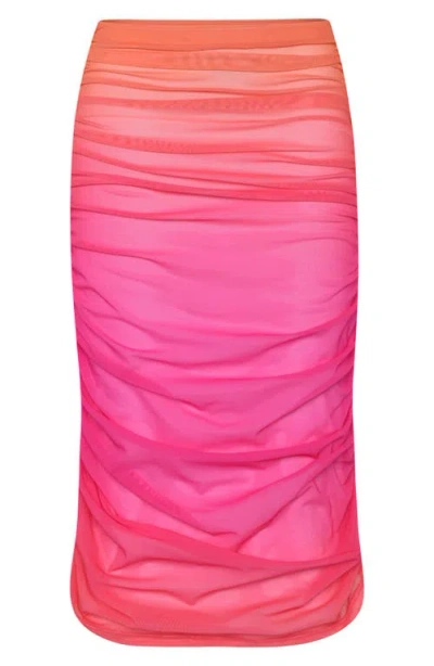 Sunshine 79 Ombré Illusions Ruched Convertible Cover-up Skirt In Pink