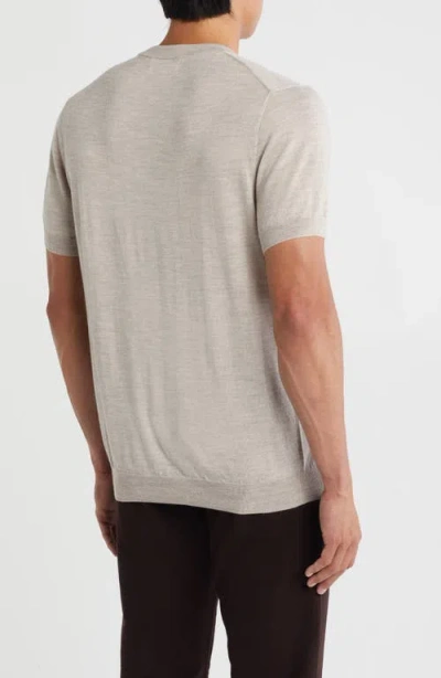Nordstrom Short Sleeve Merino Wool & Silk Crewneck Sweater In Gray