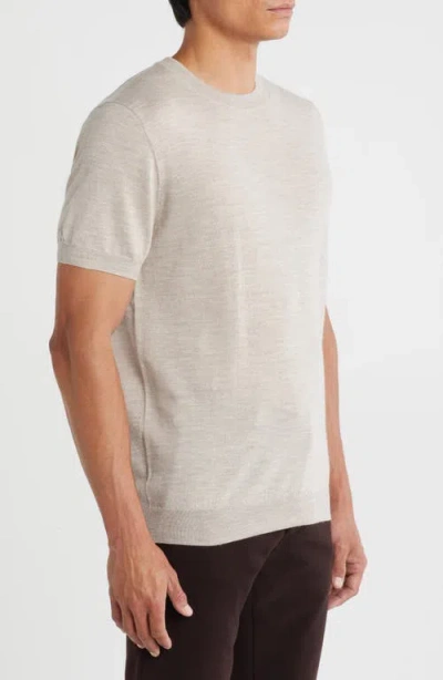 Nordstrom Short Sleeve Merino Wool & Silk Crewneck Sweater In Gray