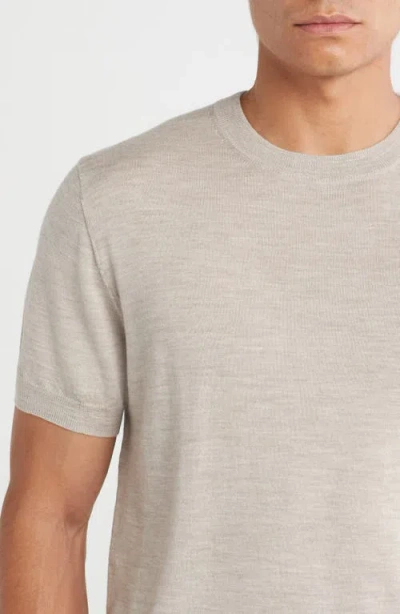 Nordstrom Short Sleeve Merino Wool & Silk Crewneck Sweater In Gray