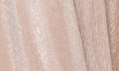 Betsy & Adam Metallic Crinkle Long Sleeve A-line Gown