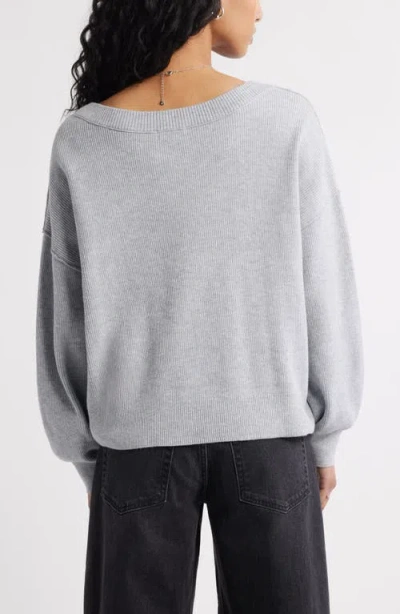 Bp. Seamed Oversize V-neck Rib Sweater In Gray