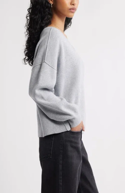 Bp. Seamed Oversize V-neck Rib Sweater In Gray