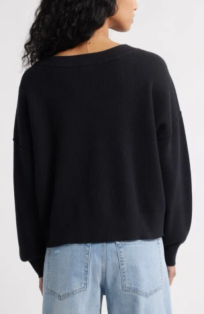 Bp. Seamed Oversize V-neck Rib Sweater In Black
