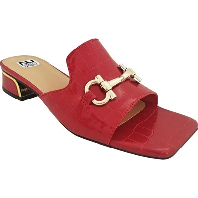 Ninety Union Open Toe, Metal Trim Heel Slide In Red