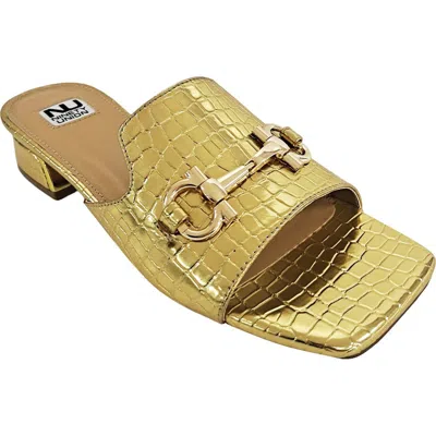 Ninety Union Open Toe, Metal Trim Heel Slide In Gold
