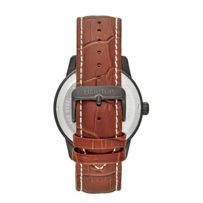 Heritor Automatic Davies Semi-skeleton Leather-band Watch In Brown