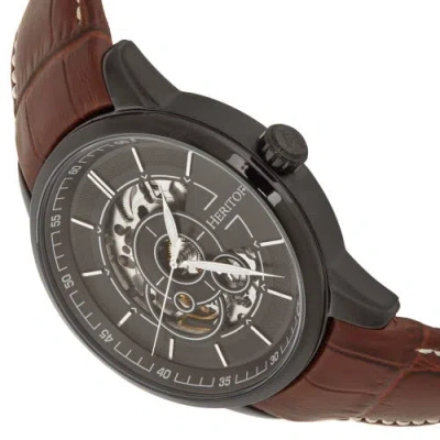 Heritor Automatic Davies Semi-skeleton Leather-band Watch In Brown