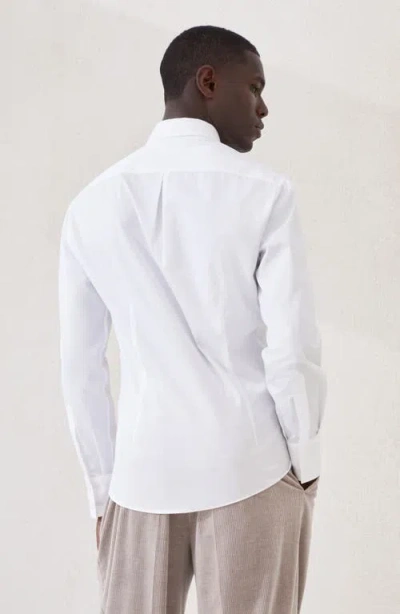 Brunello Cucinelli Men Basic Fit Twill Shirt With Button-down Collar In White