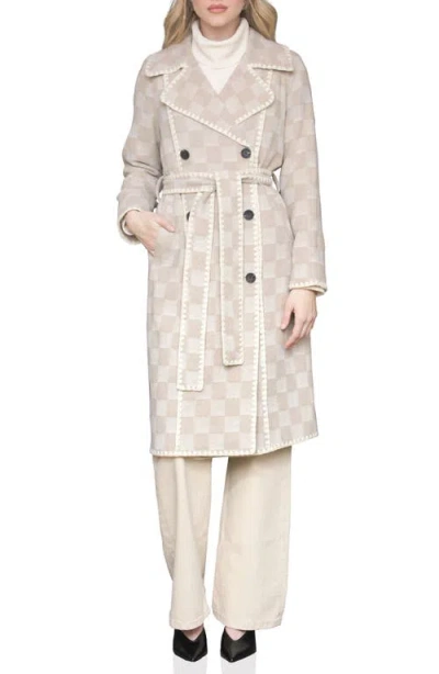 Avec Les Filles Wool Blend Herringbone Check Coat In Neutral