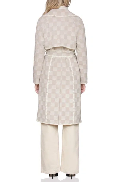 Avec Les Filles Wool Blend Herringbone Check Coat In Neutral