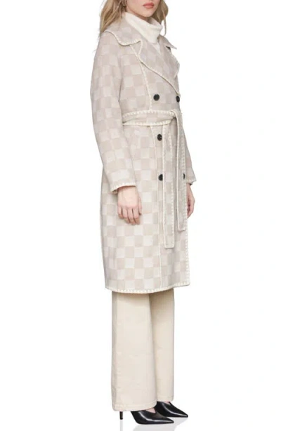 Avec Les Filles Wool Blend Herringbone Check Coat In Neutral