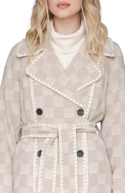 Avec Les Filles Wool Blend Herringbone Check Coat In Neutral