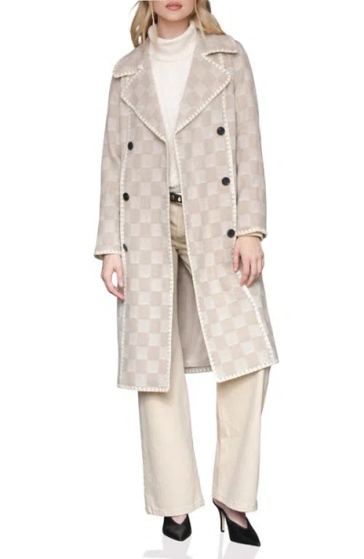 Avec Les Filles Wool Blend Herringbone Check Coat In Neutral