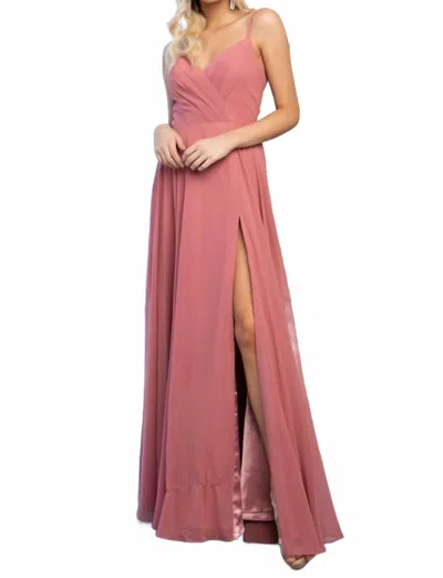 Amelia Couture Milan Chiffon Dress In Dusty Rose