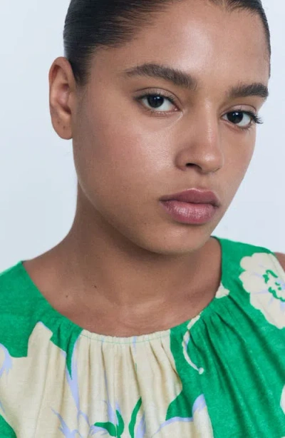 Mango Belted Sleeveless Wide Leg Jumpsuit In Green