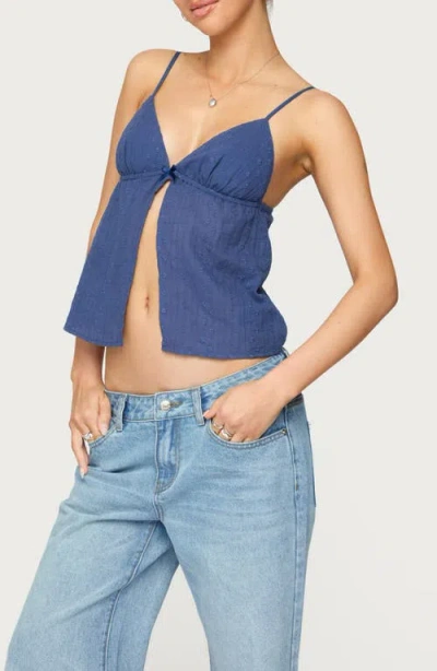 Edikted Otis Eyelet Split Front Tank Top In Blue