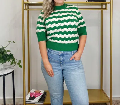 Thml Woven Whimsey Knit Top In Green In Green